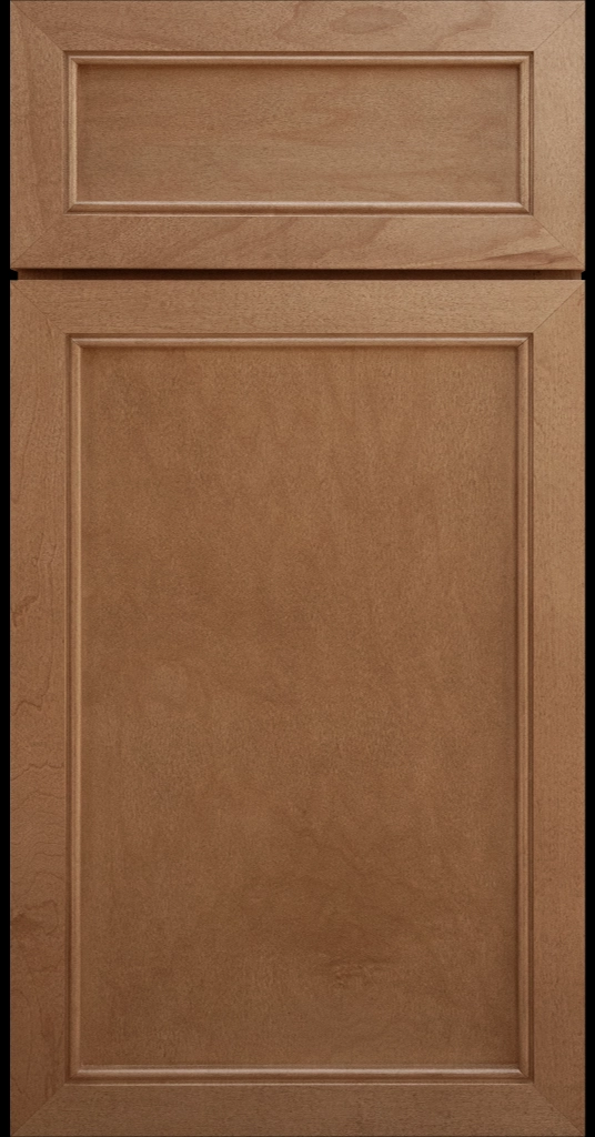 Alpine Slim narrow stile and rail cabinet door with a flat center panel in a Honey stain